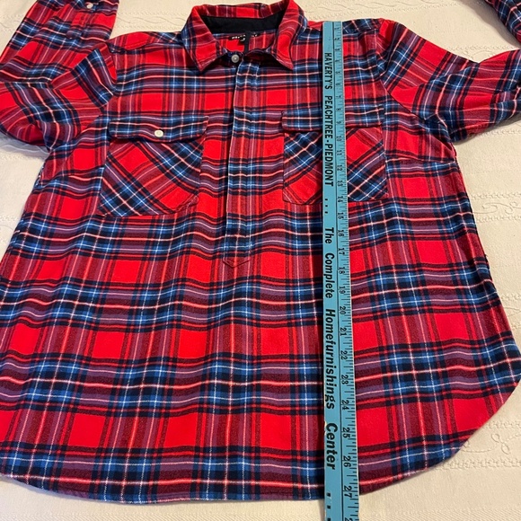 J.Crew Mercantile Women's Half Zip Pullover Shirt Red Blue Plaid  Flannel size M - Picture 9 of 11